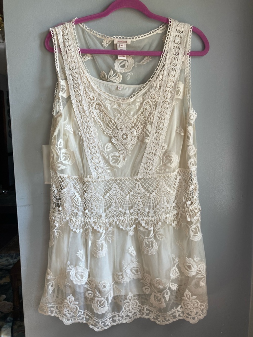 Sundance Cream Lightweight Adjustable-Strap Tank Tunic
